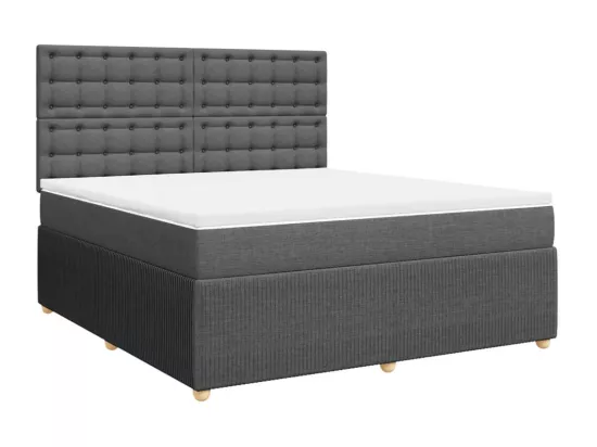 Sommier à lattes de lit avec matelas Gris foncé 180x200cm Tissu