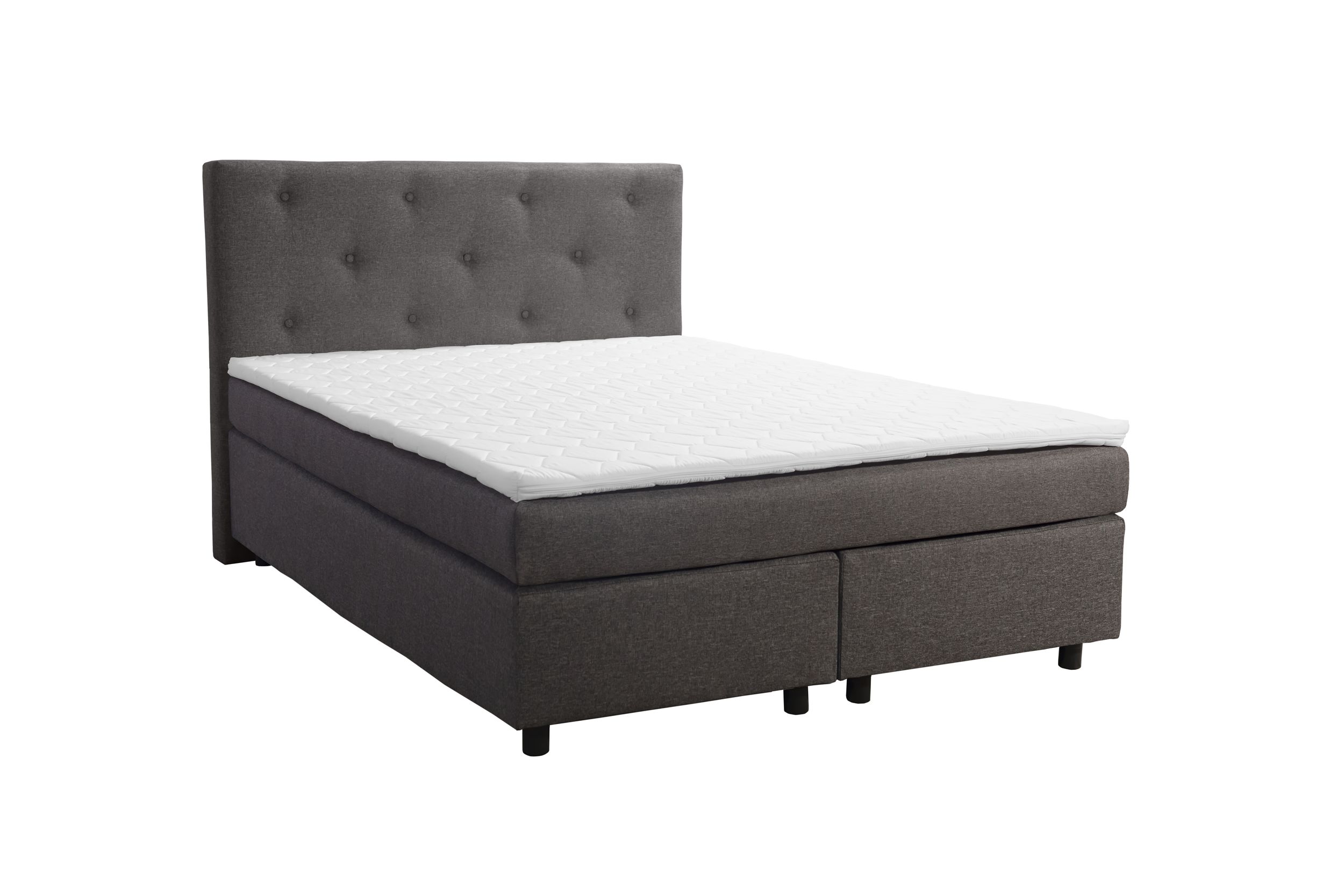 Boxspringbett 140x200 Hotelbett Bonellfederkern Bett Topper Paxos 2 Chester Grau