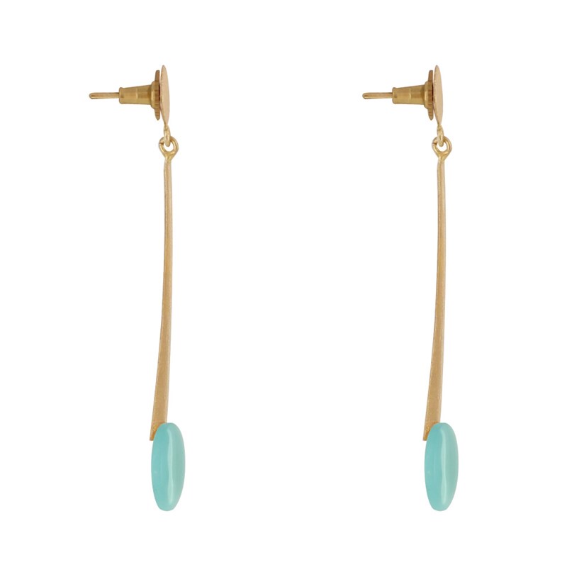 Boucles d'Oreilles Laiton Doré Pastille Cône et Disque Coloré