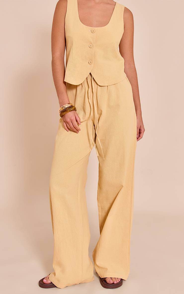 Butter Yellow Pantalon Large À Cordon De Serrage Aspect Lin Tailleur