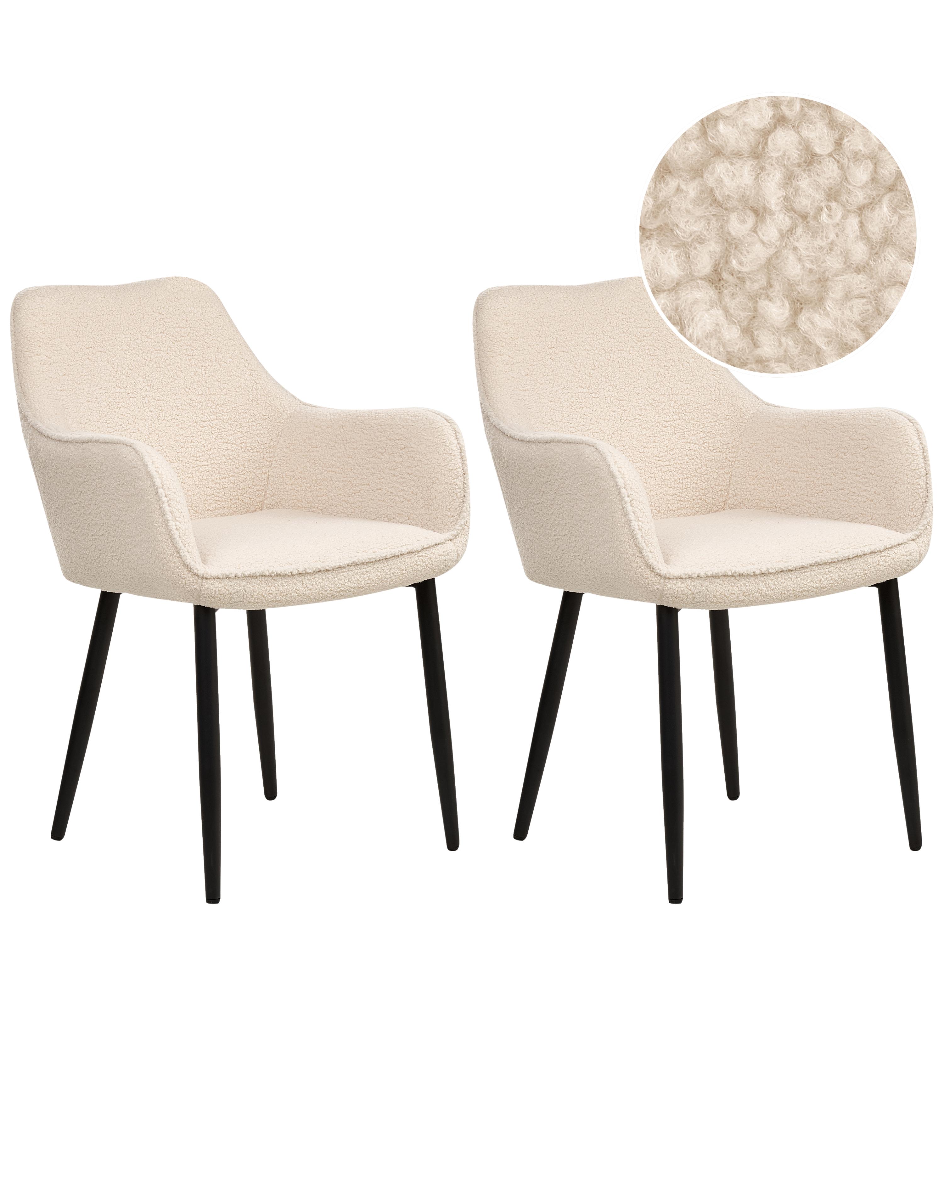 Set van 2 eetkamerstoelen ALDEN Bouclé Lichtbeige
