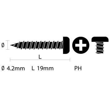 Carroserie schroef cilinderkop verzinkt 4,2x19 mm 15 stuks
