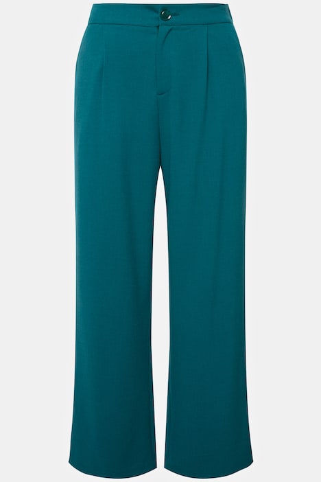 Hose, HighWaist, Wide Legs, Melange, teilelastischer Bund