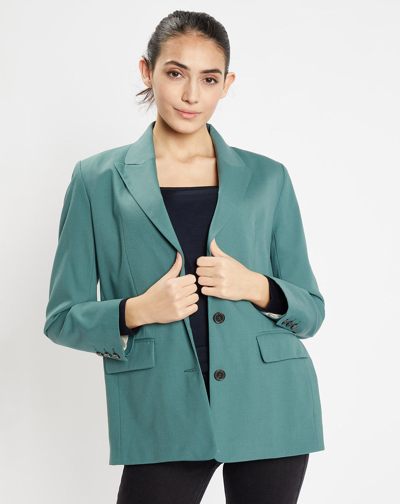 Galeries Lafayette Blazer droit en Laine mélangée Cléo Oversize vert
