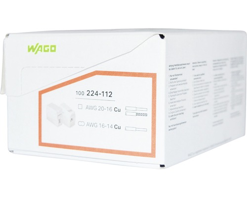 Wago 224-112 Verlichtingsaansluitblok 0,5-2,5mm² 2-aderig 100 stuks wit standaarduitvoering