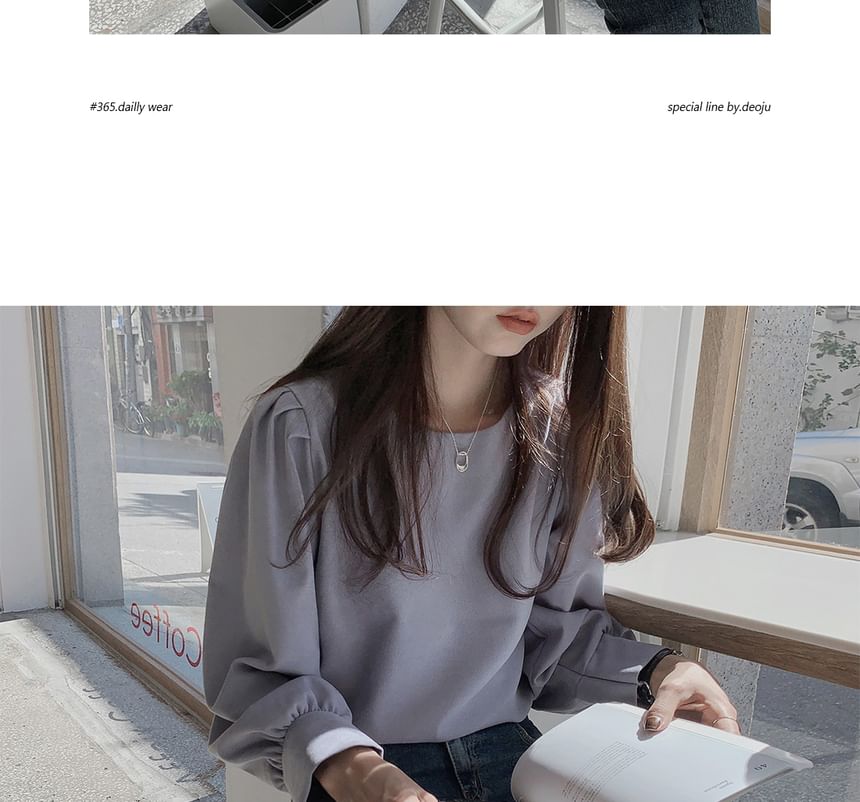MIKIGA - Effen blouse met lange mouwen