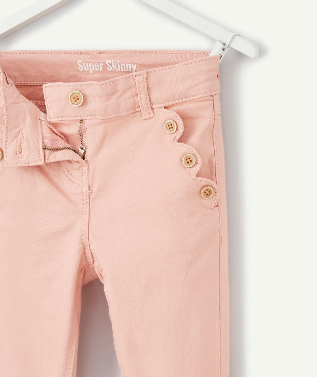 PANTALON FILLE SKINNY ROSE AVEC DÉTAILS POCHES
