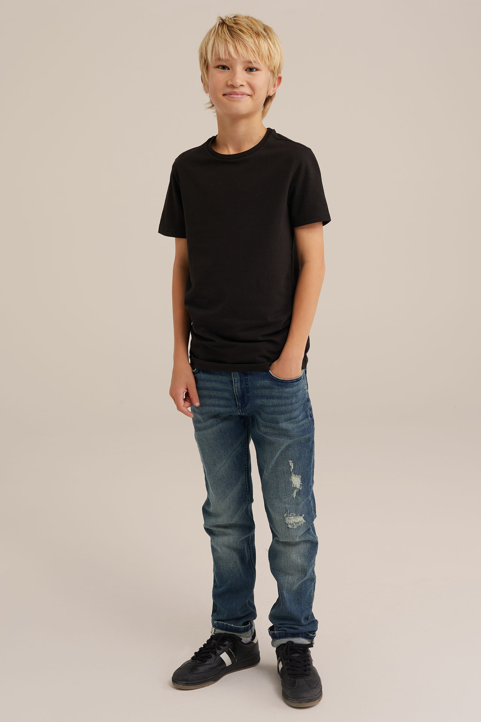 Jongens T-shirt, 5-pack WE Fashion Zwart