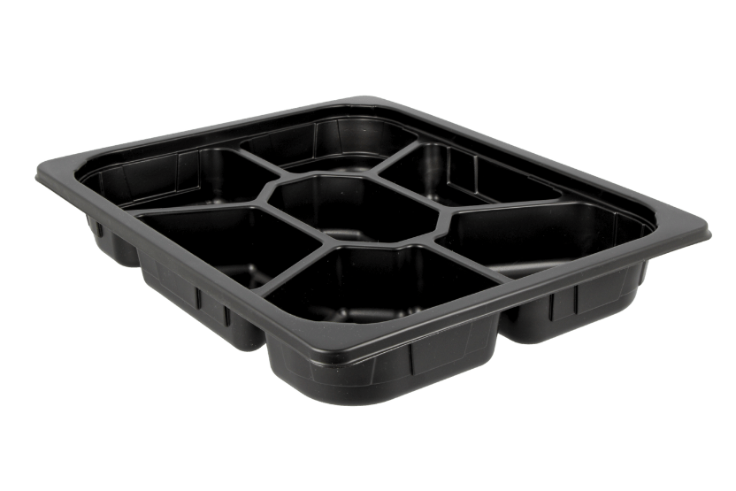 PP tray 1/2 Gastro 7-vaks Zwart 50mm