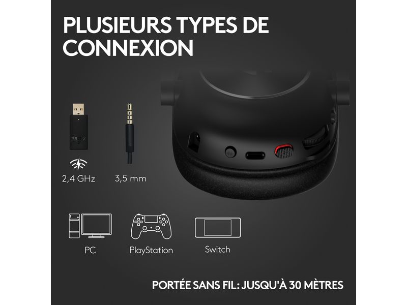 Logitech Headset G Pro X 2 Wireless Lightspeed Gaming Schwa Kabelloses Over-Ear-Headset mit Surround-Sound und weichem Ohrpolster