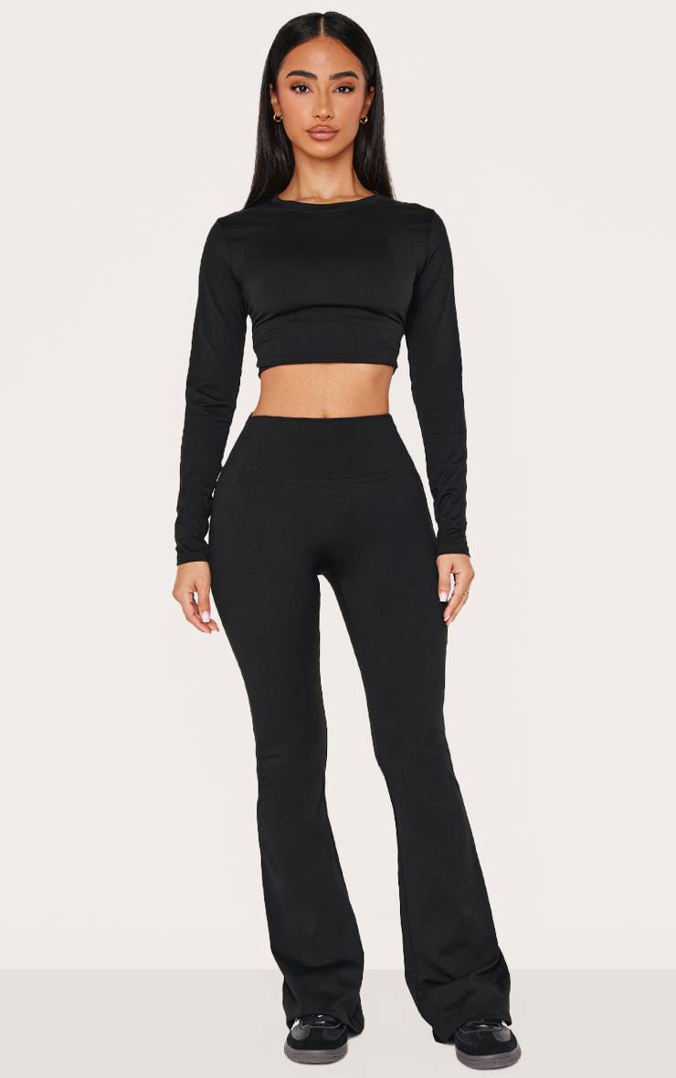 Noir Pantalon De Yoga Évasé Taille Haute Sculptant Petite