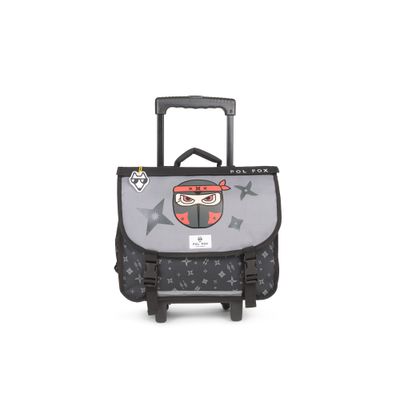 Cartable réversible à roulettes Ninja - 38 cm - 2 compartiments - gris - Pol Fox