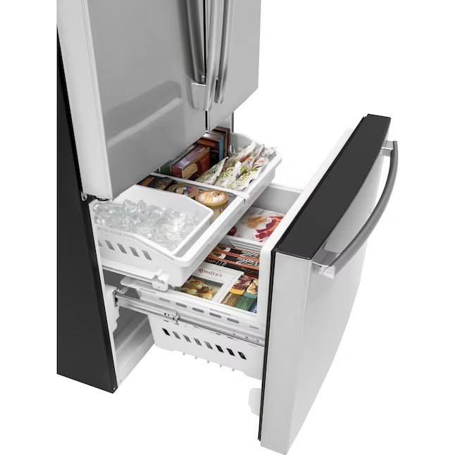 Refrigerador GE de 27 pés cúbicos com portas francesas e máquina de gelo (aço inoxidável resistente a impressões digitais) ENERGY STAR