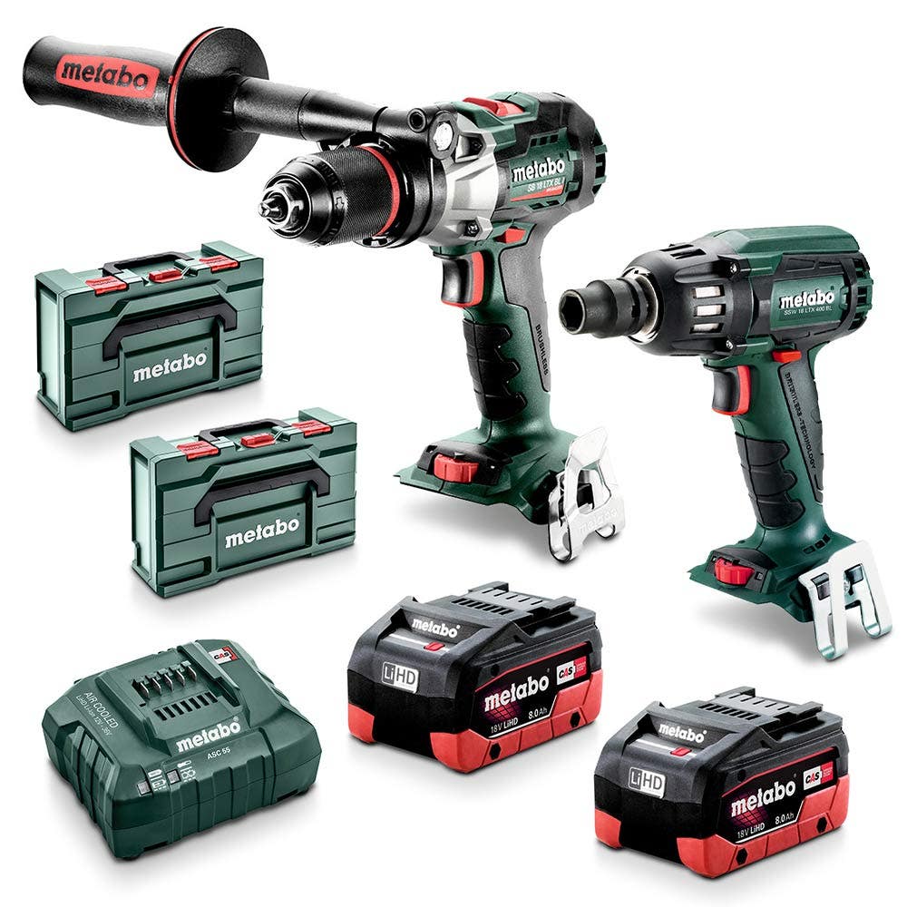 Kit combinado METABO 18V Brushless de 2 peças com 2 baterias de 8,0Ah (AU68203280)