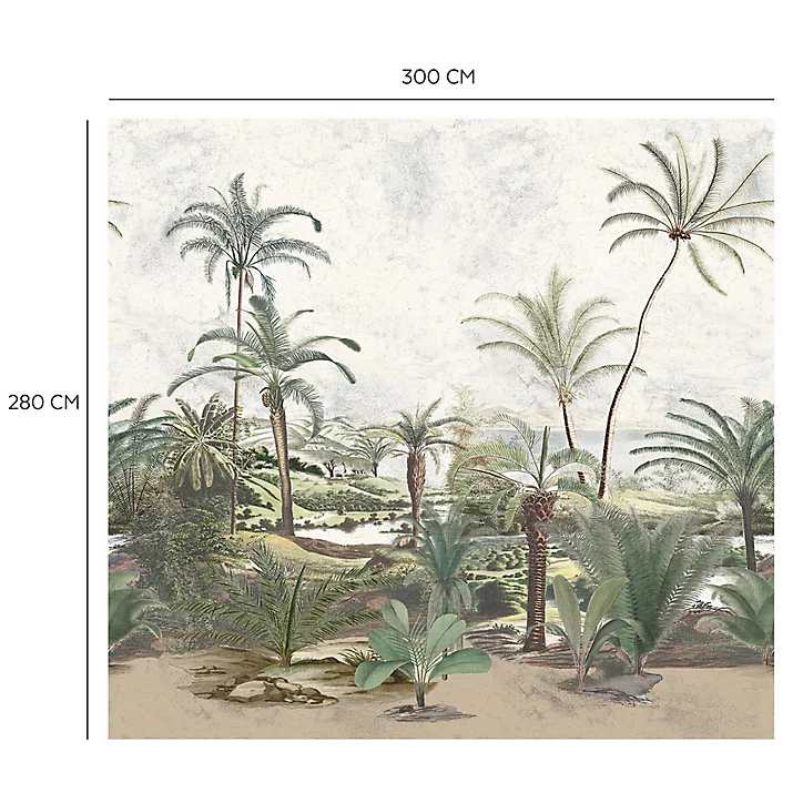 Décor mural intissé Savana Palmier vert - 6 lés