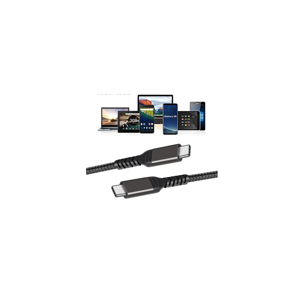 Kabel, USB-C til USB-C 5A/20V PD 100W Sort 2 m