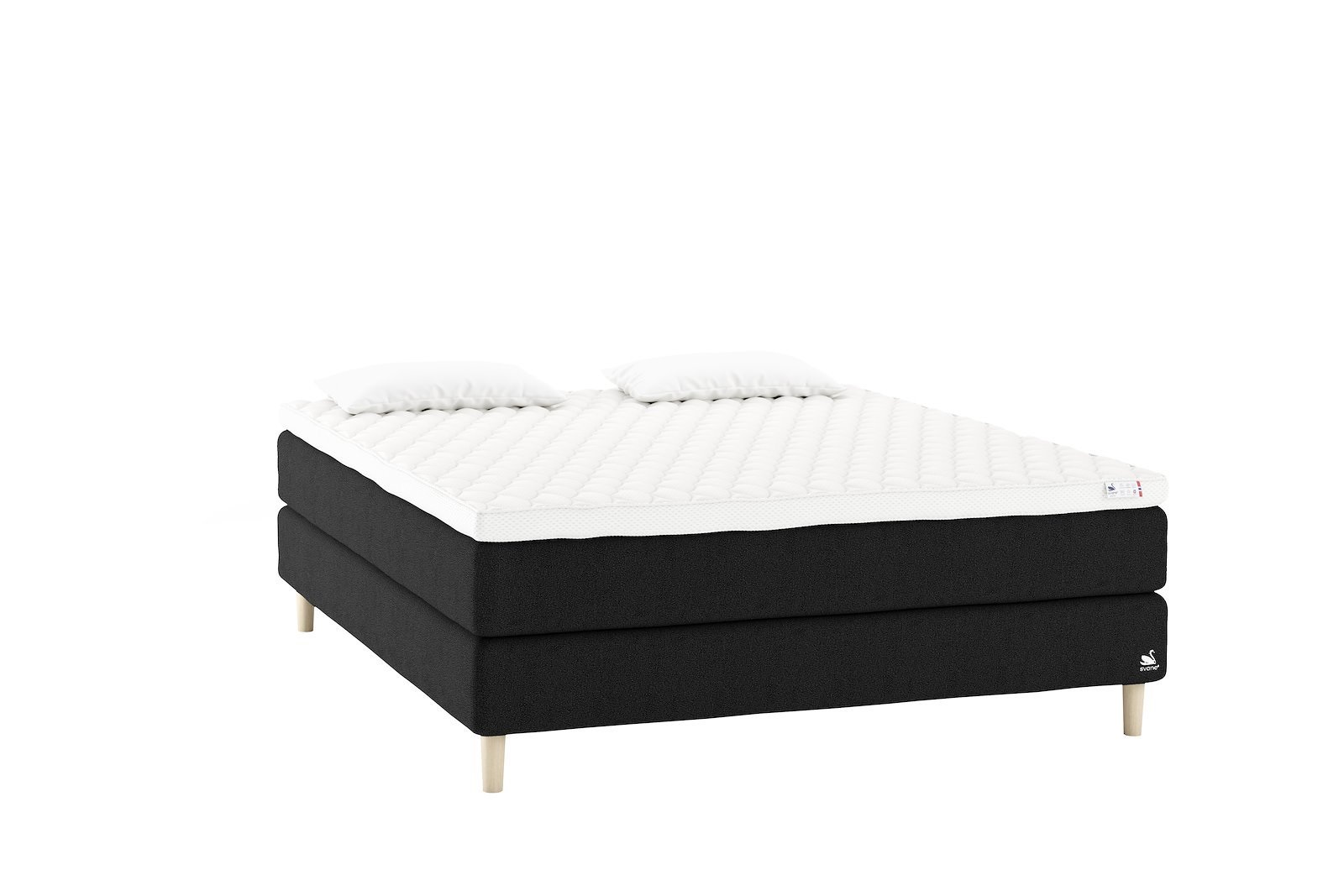 Zeta kontinentalseng Tekstil Dream Graphite, Earth LatexGel® overmadrass og Pinleg Leg 14cm oak