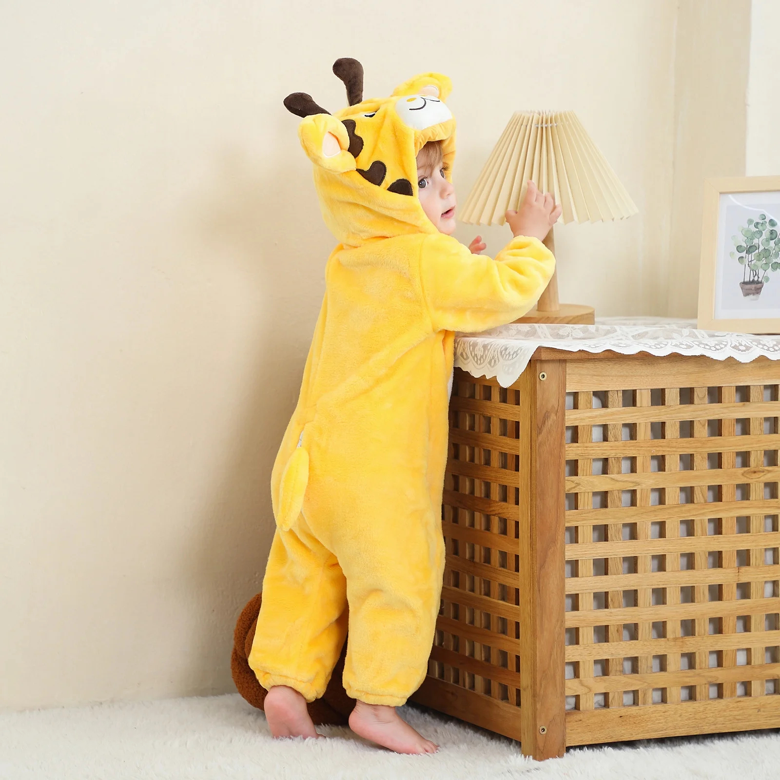 (85-90cm) Fasnachts Kinder Kostüm Giraffen Plüsch Overall Verkleidung für Motto Partys / Halloween - Gelb