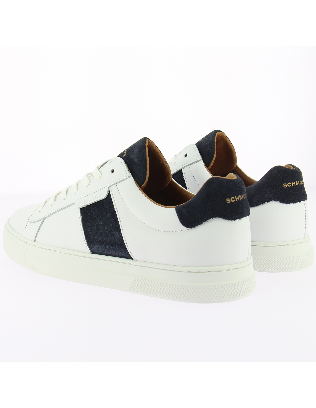 schmoove baskets de ville homme spark gang cuir blanc/noir