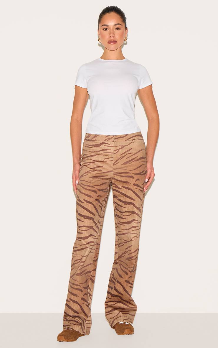 Marron Pantalon Imprimé Tigre