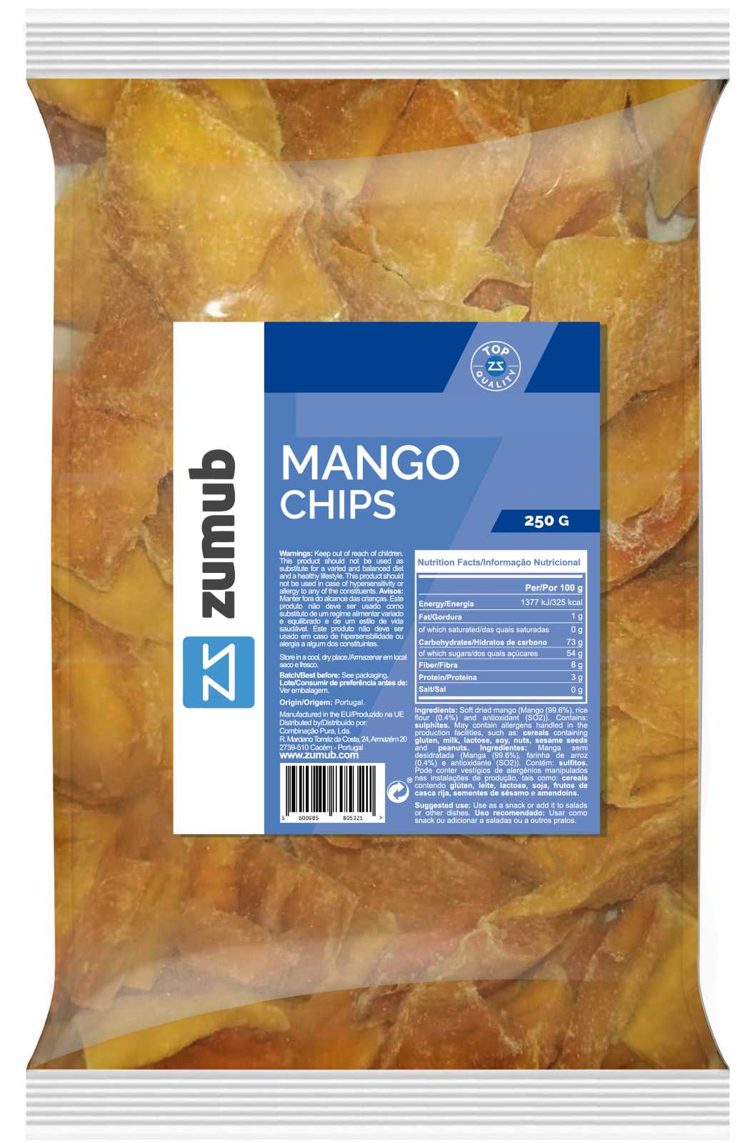 Batatas fritas Zumub sabor manga 250g