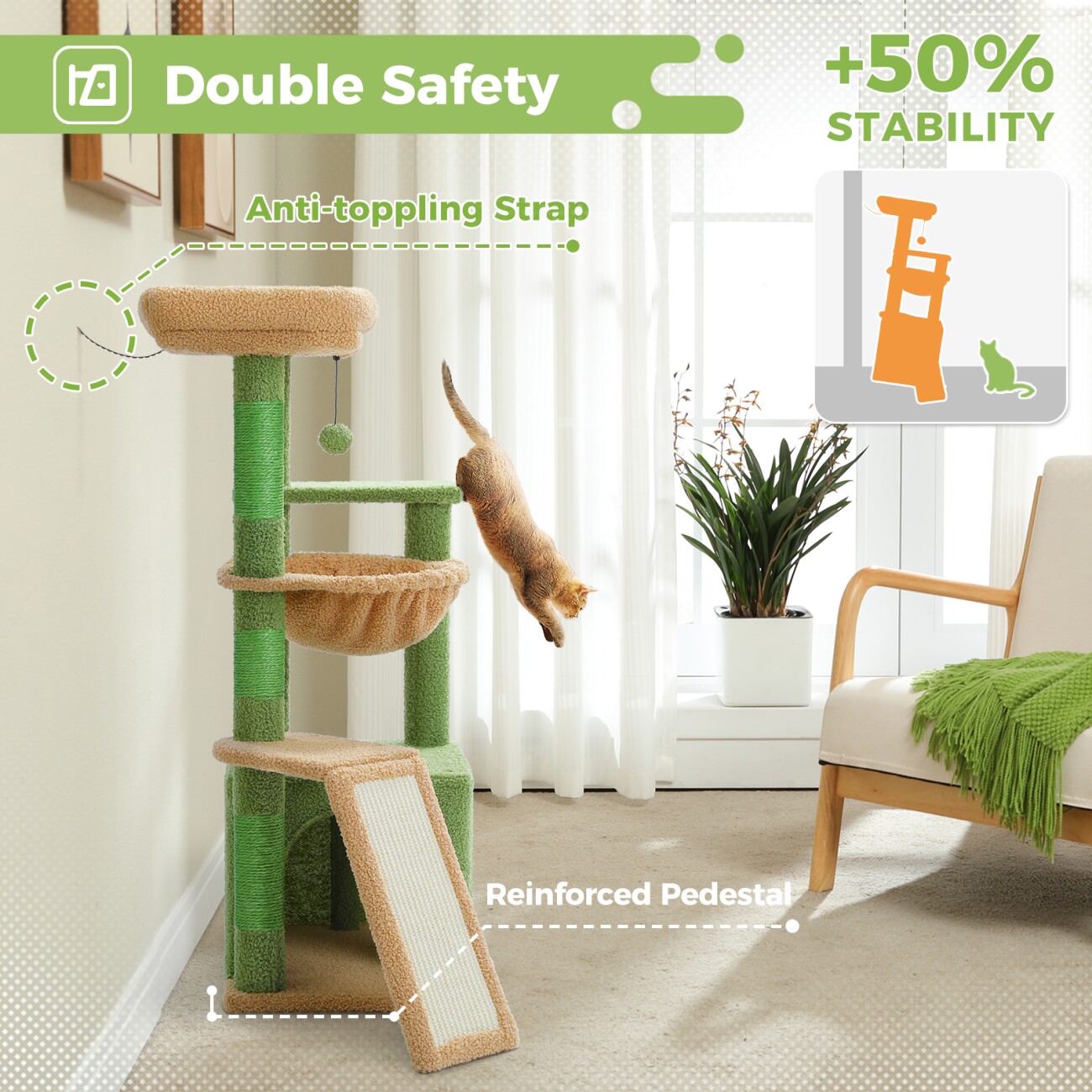 Pawz Road Kleiner Katzenbaum 92cm grün