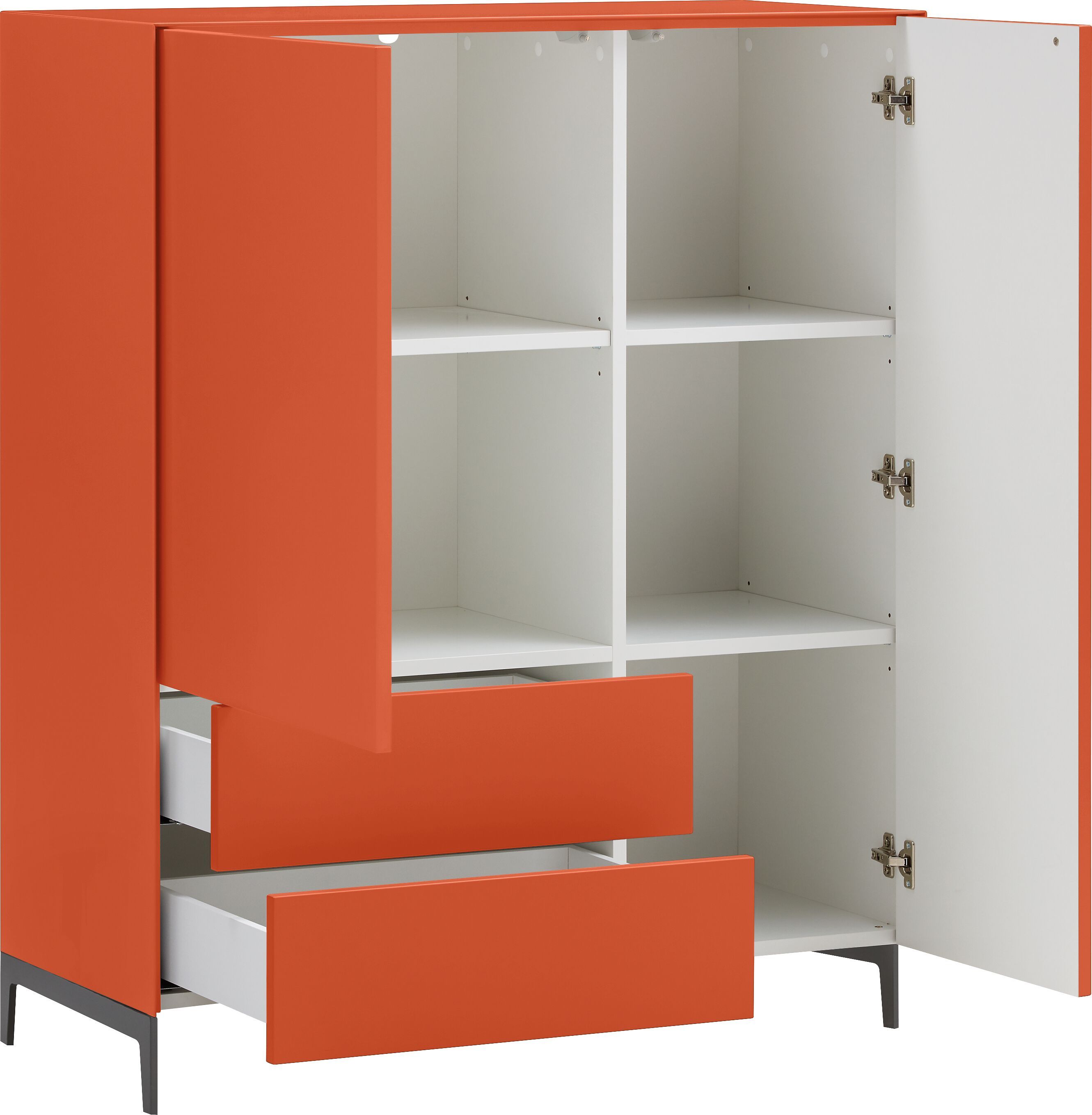 LUX Highboard - Orange / B: 100.0 cm x T: 46.0 cm x H: 123.5 cm