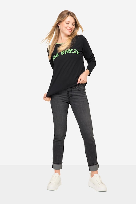 Slim-Jeans, schmale Passform, 5-Pocket, Saum-Umschlag, mit recyceltem Polyester