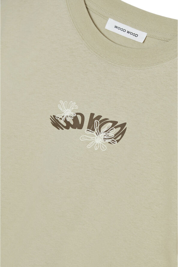 Wood Wood Bobby Flowers T-shirt GOTS Taupe beige