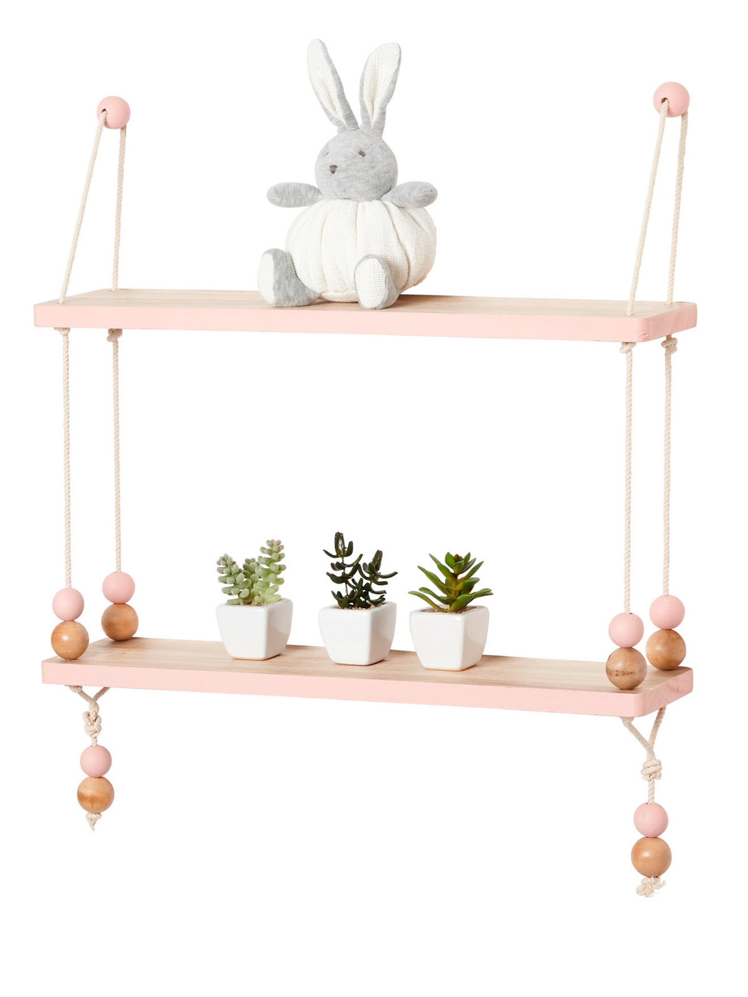 Vertbaudet Kinderzimmer Hängeregal HOLZPERLEN, Holz und Seil natur