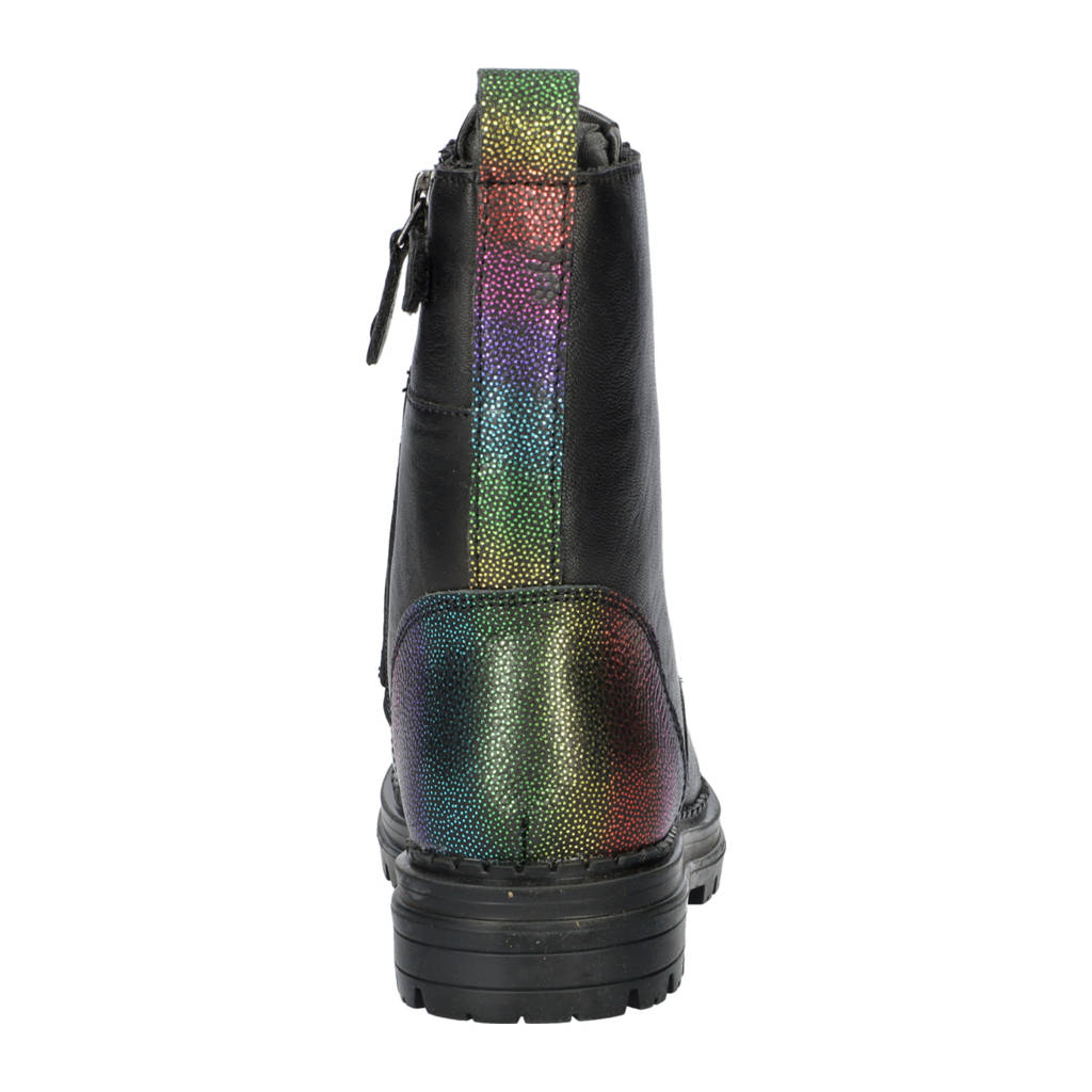 Nelson Kids leren veterboots zwart
