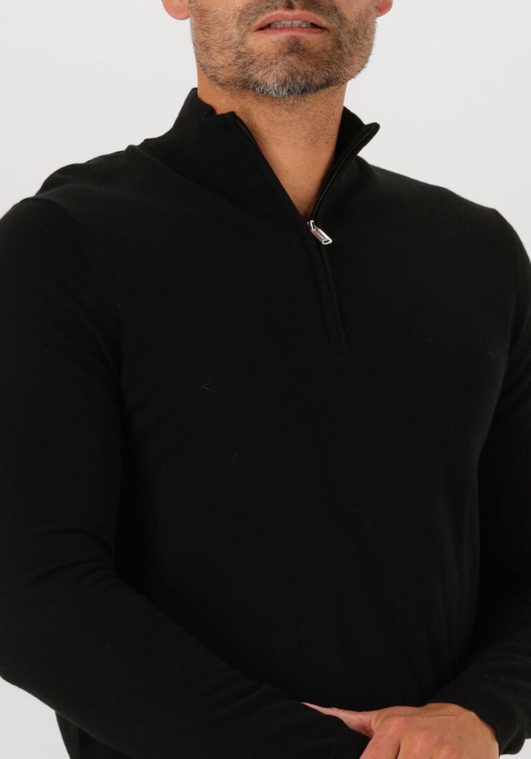 zwarte profuomo trui pullover half zip merino