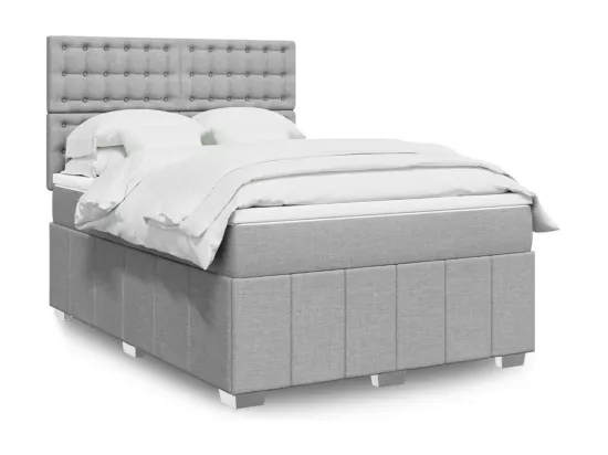 Sommier à lattes de lit avec matelas Gris clair 160x200cm Tissu