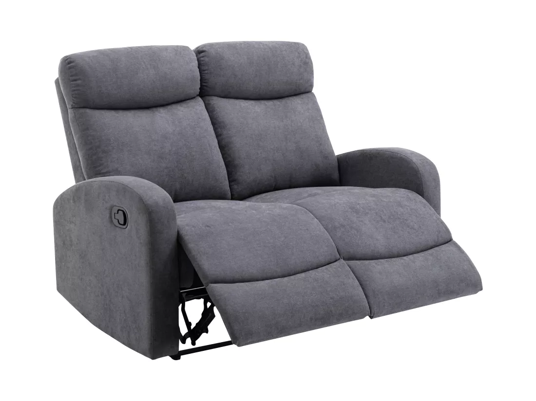 Canapé 2 places relax en tissu gris EVELYN
