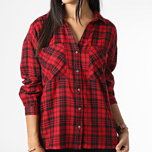 Chemise Manches Longues Femme Ness Carreaux Rouge Noir