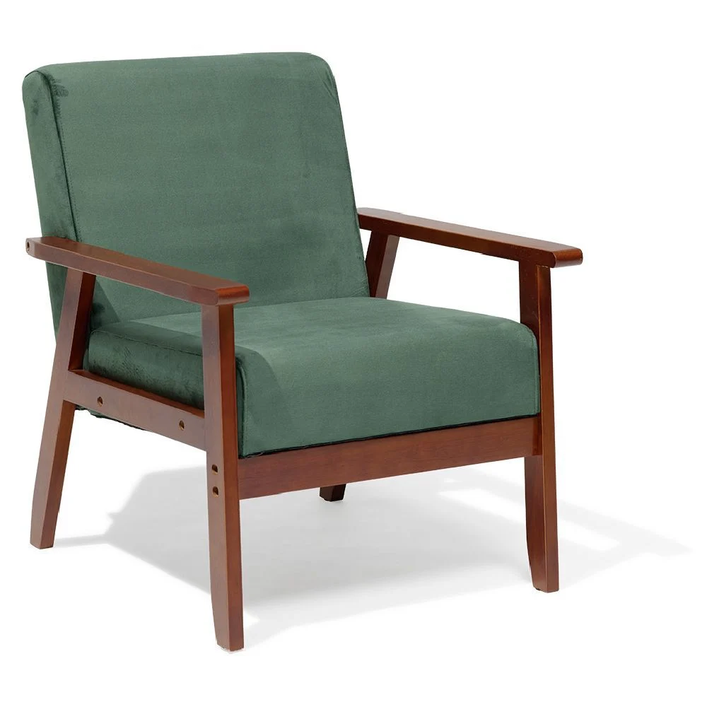 Fauteuil Joséphine effet velours vert - L64xP70xH76 cm