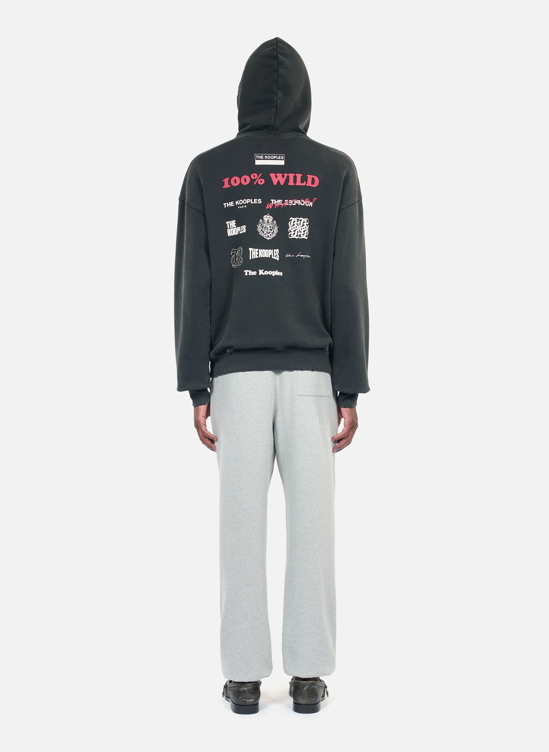 Sweatshirt à capuche ample en coton sérigraphié | Noir