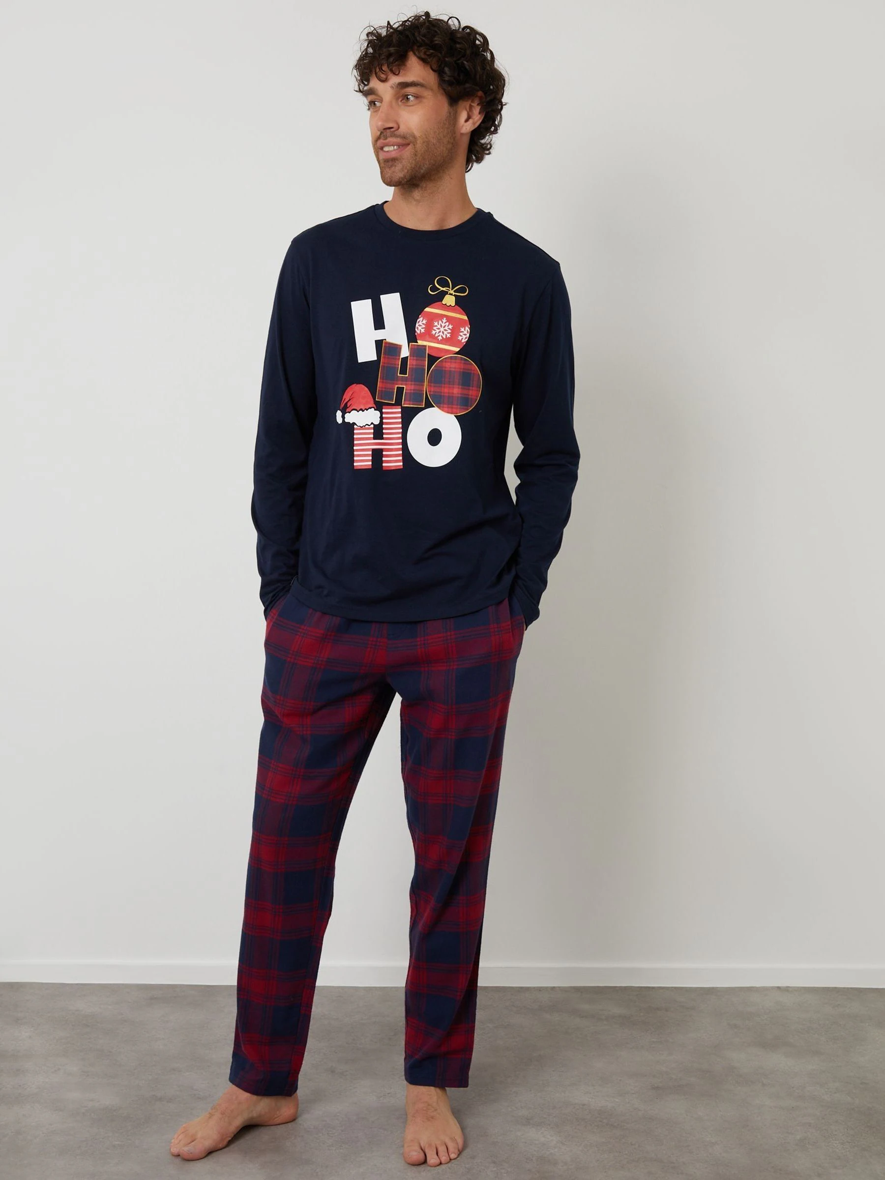 Threadbare Long Check Christmas Pyjamas Set