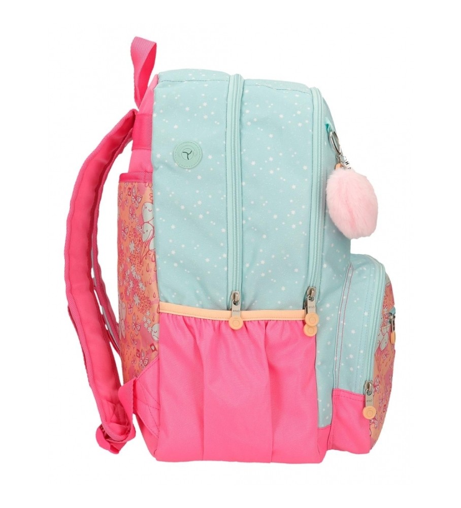 Mochila Enso com dois compartimentos, estampa de balões turquesa.