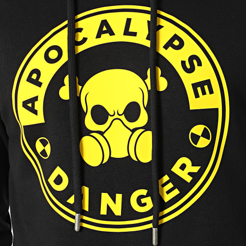 Sweat Capuche Apocalypse Danger Noir Jaune