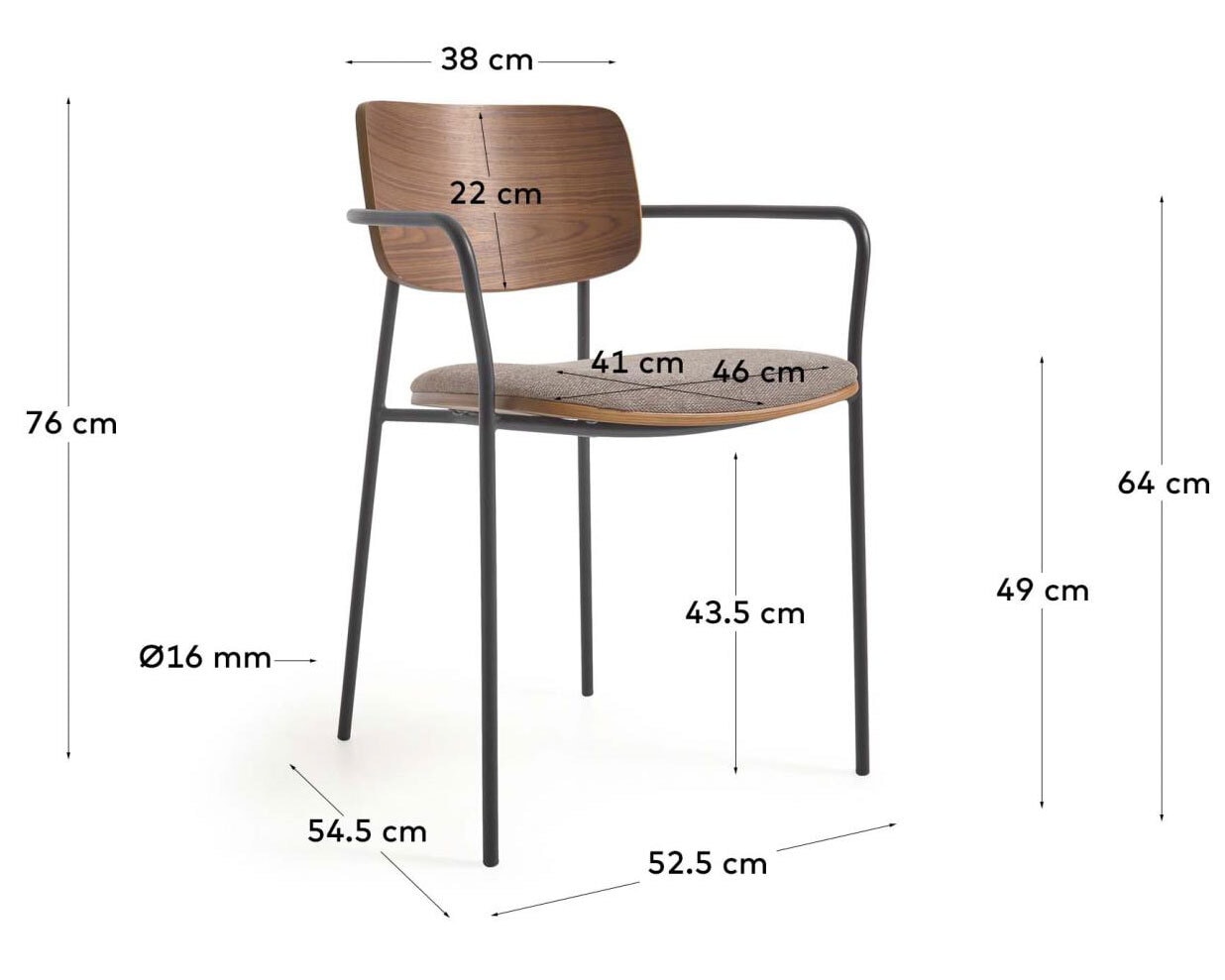 Kave Home Armlehnstuhl MAUREEN 4er Set Nussbaum