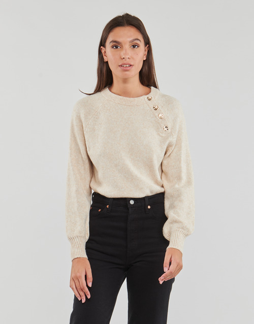 Only - ONLEMMA LS BUTTON ONECK KNT - Beige
