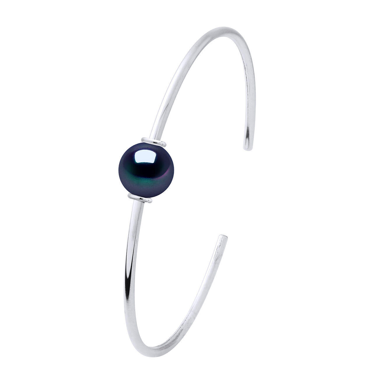 Pearl Addict Bracelet Jonc en Argent Prestige & Perles de Culture d'Eau Douce noires
