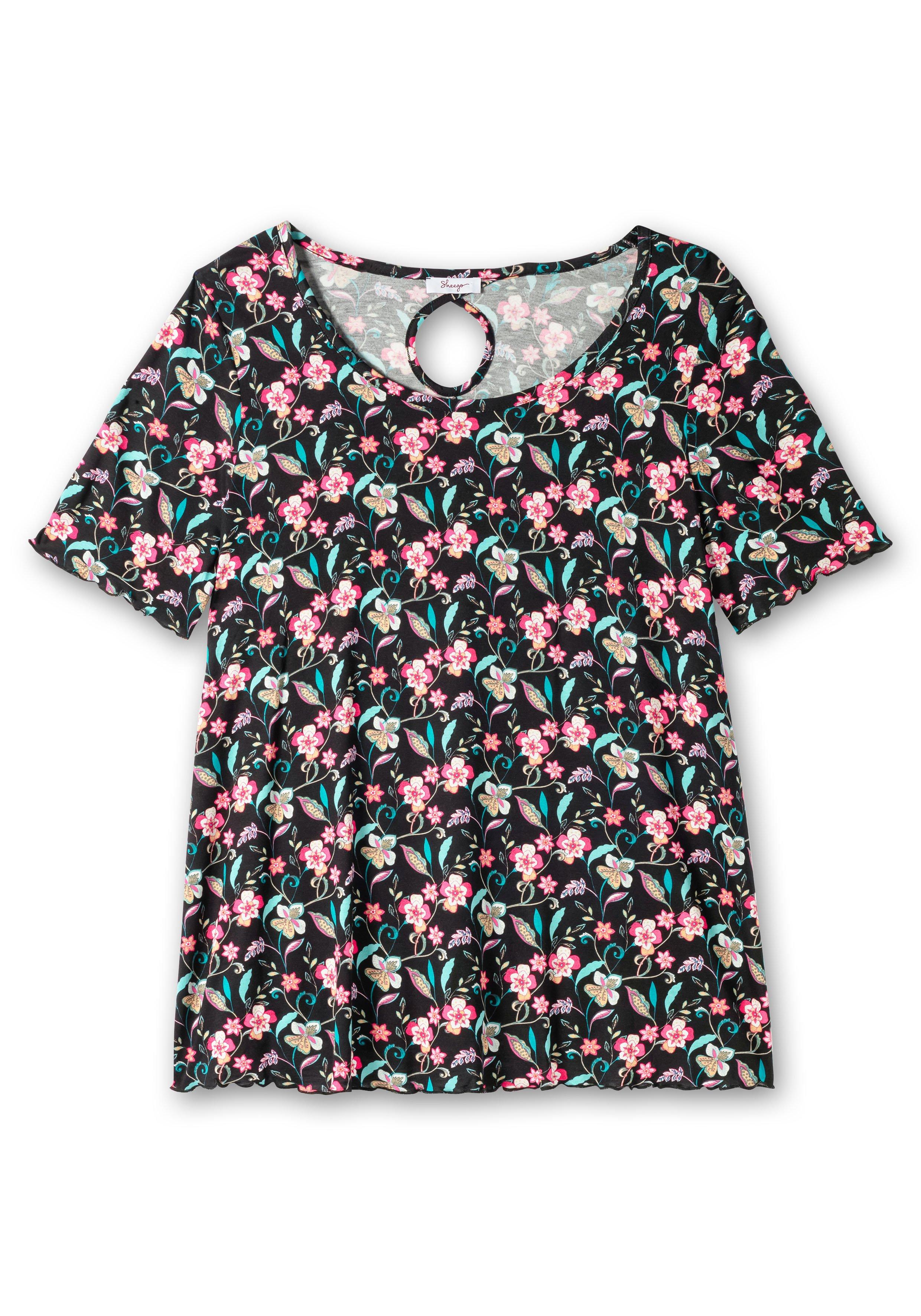 Shirt mit Blumendruck und Cut-out im Rücken