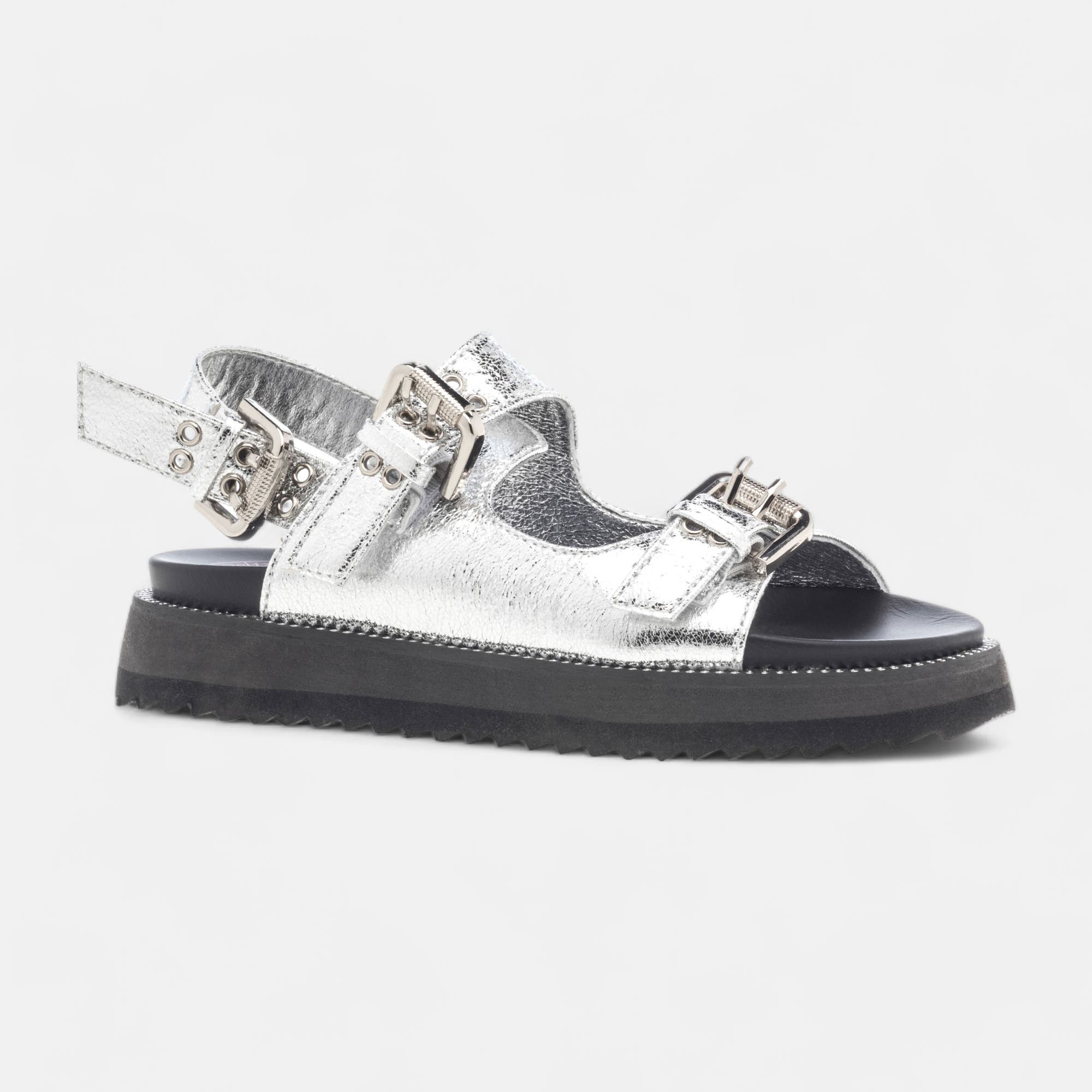 Sandales Fille en cuir argent