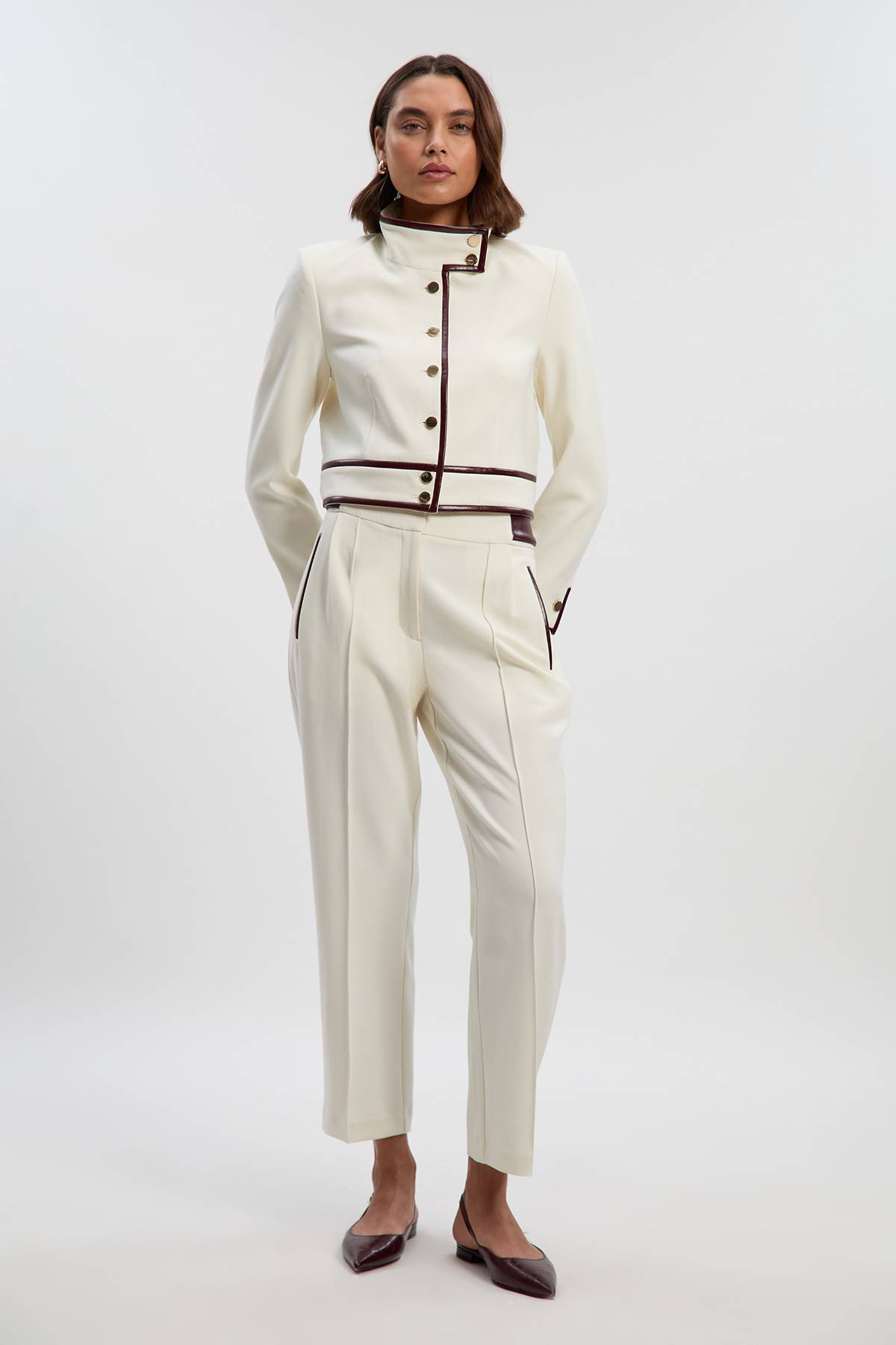 KarenMillen Veste Cintrée Ceinturée en Mélange synthétique Stretch Compact