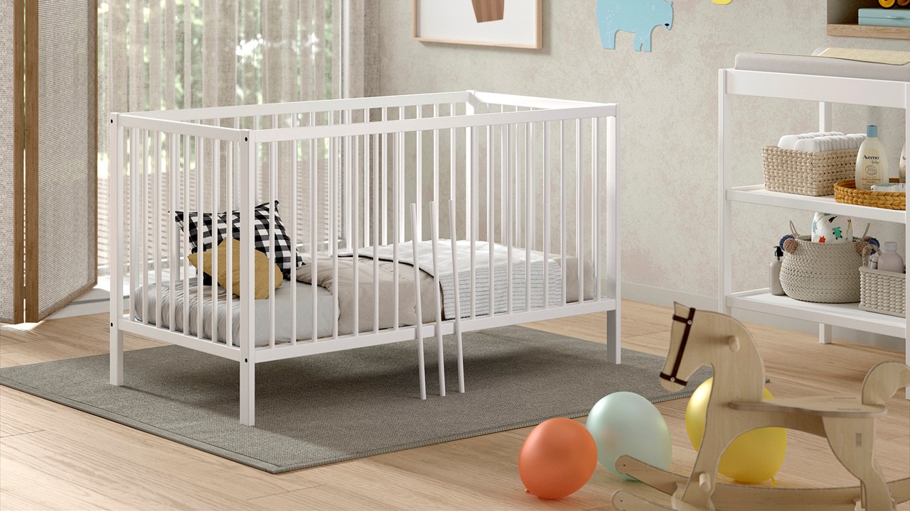 Babyledikant Dino 70x140 met verzorgingstafel wit