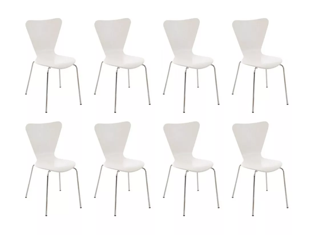 Lot de 8 Chaise de conférence - Bois & Nature - Blanc - Calisto