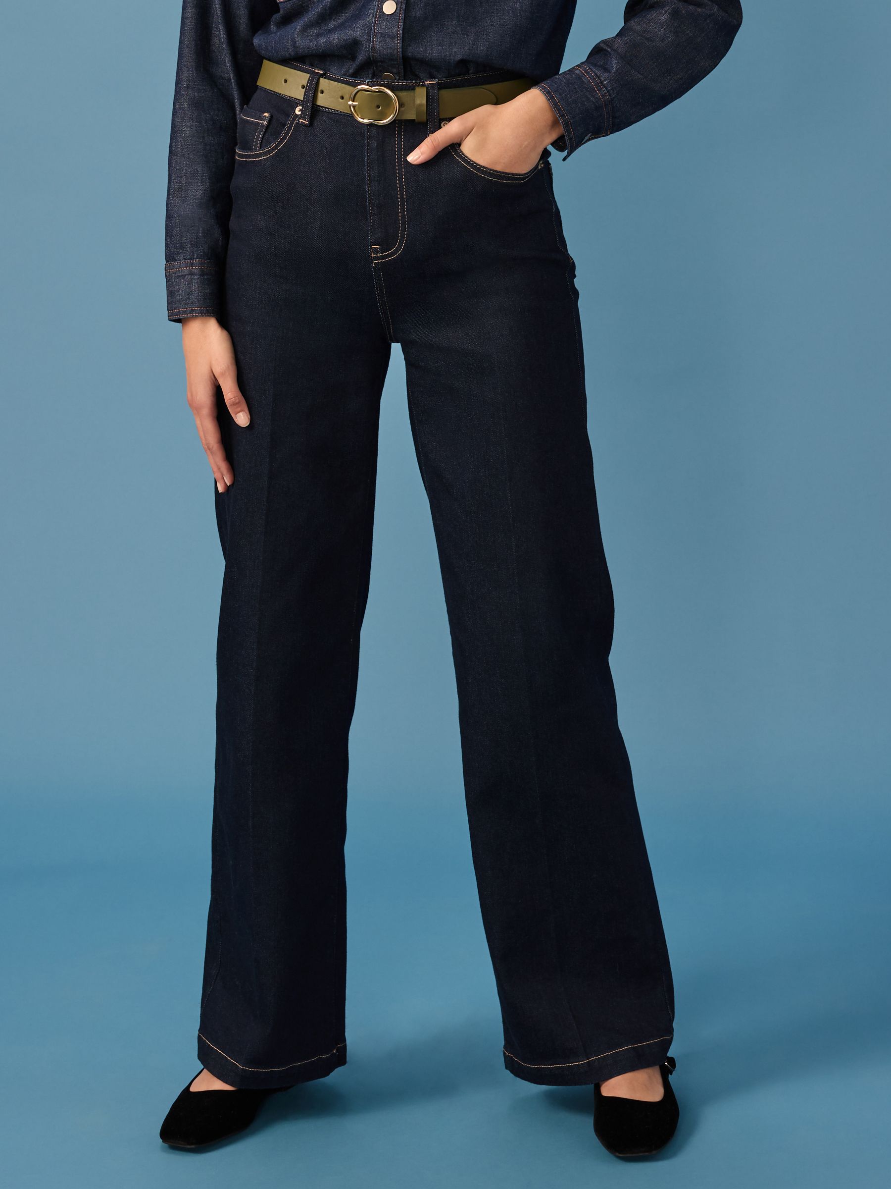 Blauw met wassing - Jeans met wijde pijpen