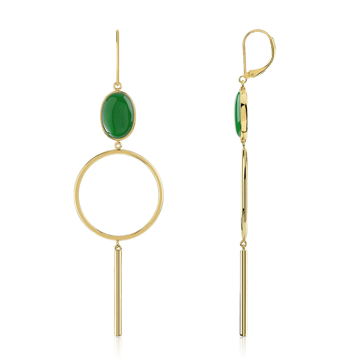 Boucles d'oreilles dorées acrylique vert